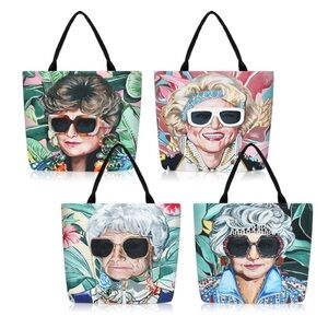 NEW SET OF 4❣️GOLDEN GIRLS Canvas Eco Tote Bags Photo Collage TV Sitcom 80s